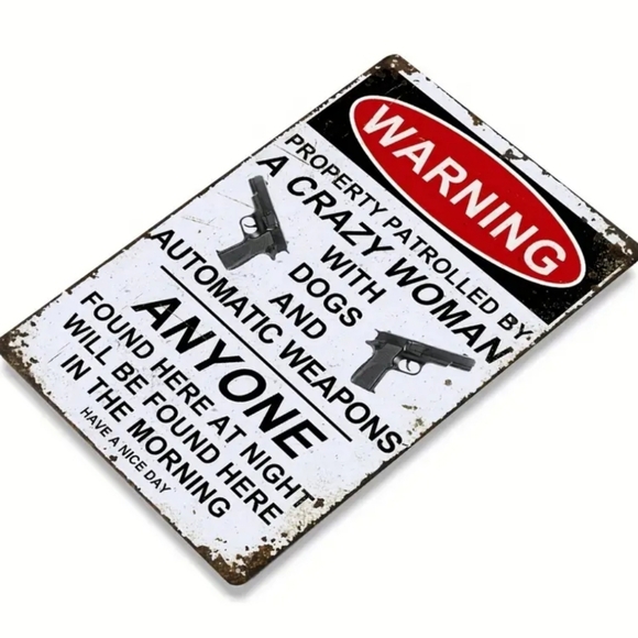 Metal Warning Sign 8x12 Crazy Lady Wall Decor - Picture 1 of 1